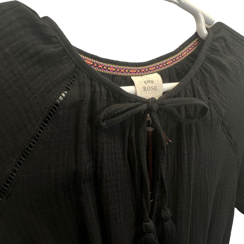 Knox Rose Gauze Romper Black Size‎ S Half Sleeve Shorts Lined Cotton One Piece - Picture 7 of 10